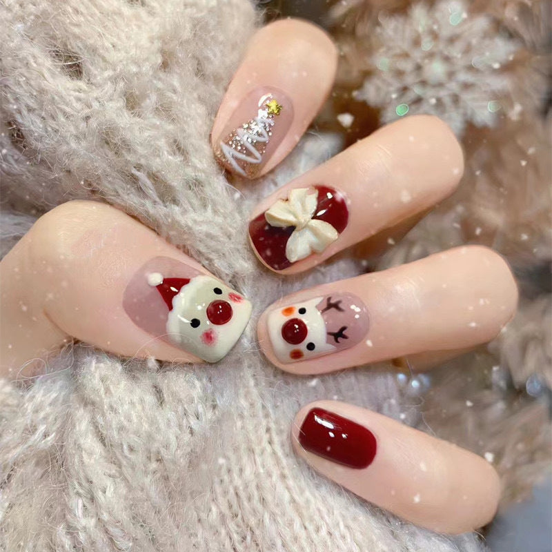 Festive Winter-Themed Press-On Nail Set Kalsten