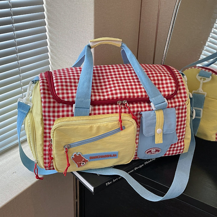 Stylish Gingham Duffle Bag