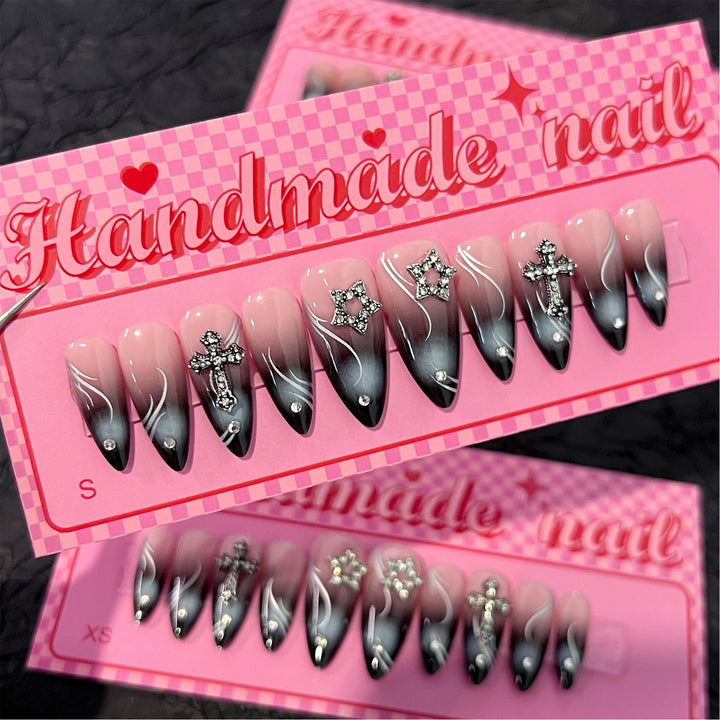 Artistic stiletto nails with elegant glitter design Kalsten