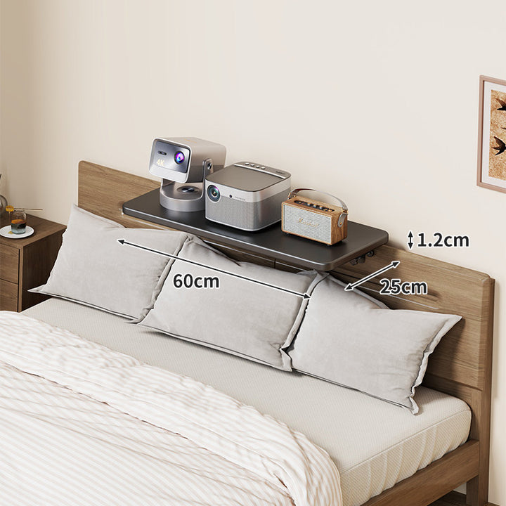 Headboard-Mounted Floating Bedside Shelf for Projectors and Devices