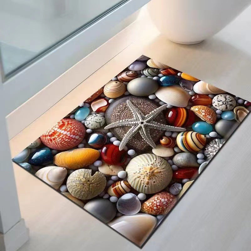Coastal Seashell Design Bath Mat Kalsten