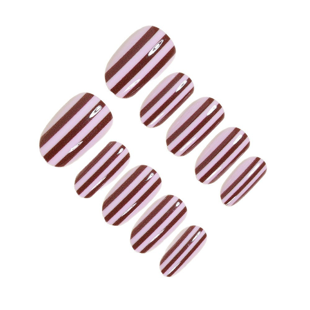Elegant Striped Almond Press-On Nails Kalsten