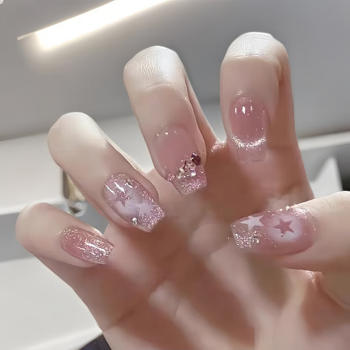 Acrylic nails with floral design and elegant tips Kalsten