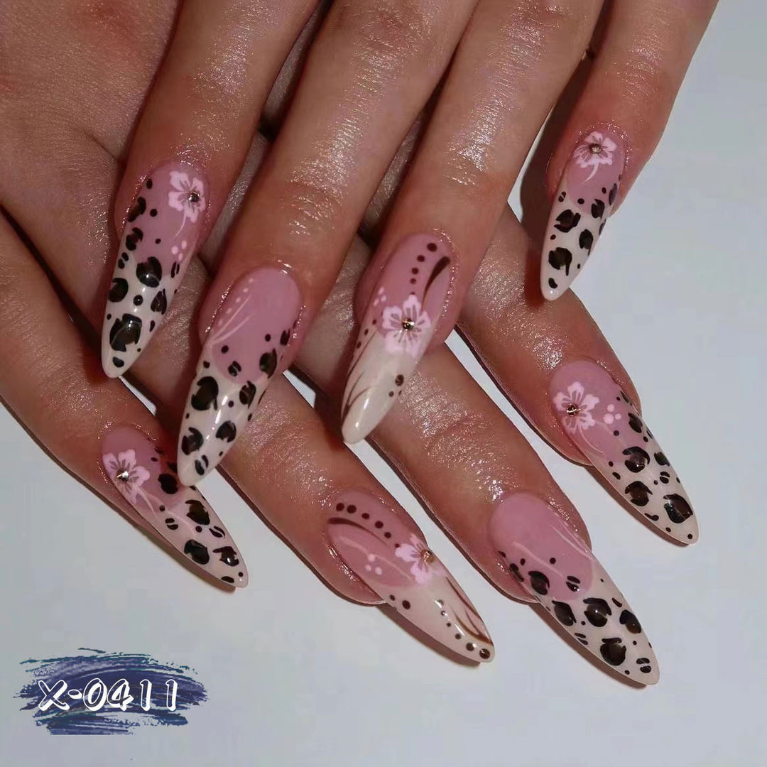 Artistic Leopard and Floral Nail Art Set
