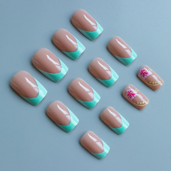 Floral Accent Acrylic Nail Art Set