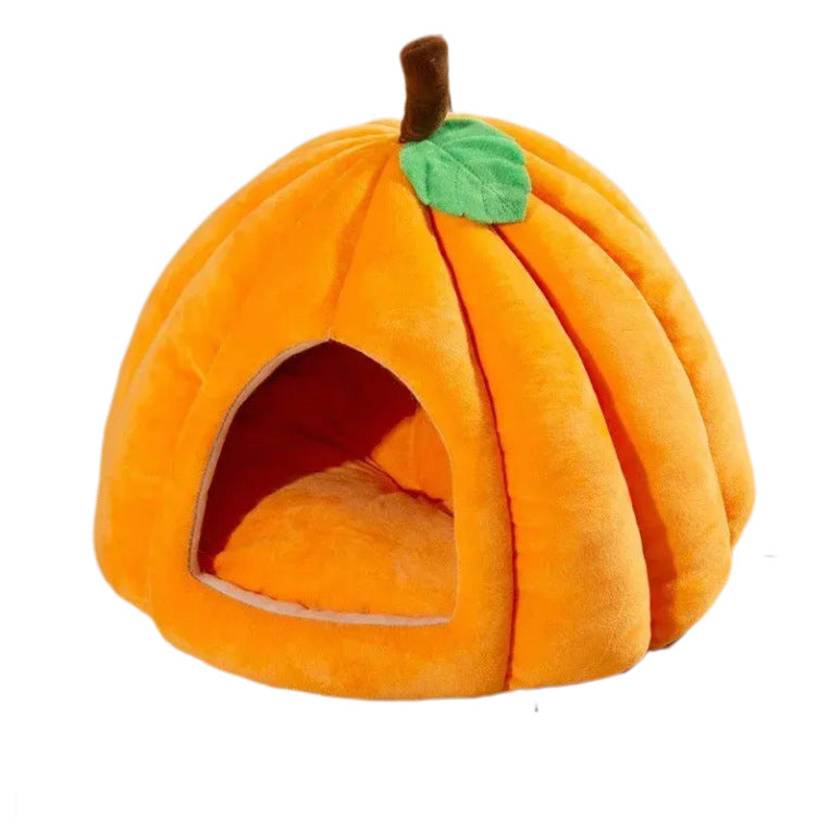 Pumpkin-Shaped Cozy  Hideaway Bed  Dog Bed