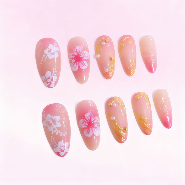 Floral Decorative Acrylic Nail Enhancements Kalsten