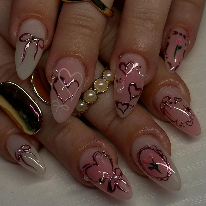 Artful Nail Art with Romantic Heart Design Kalsten