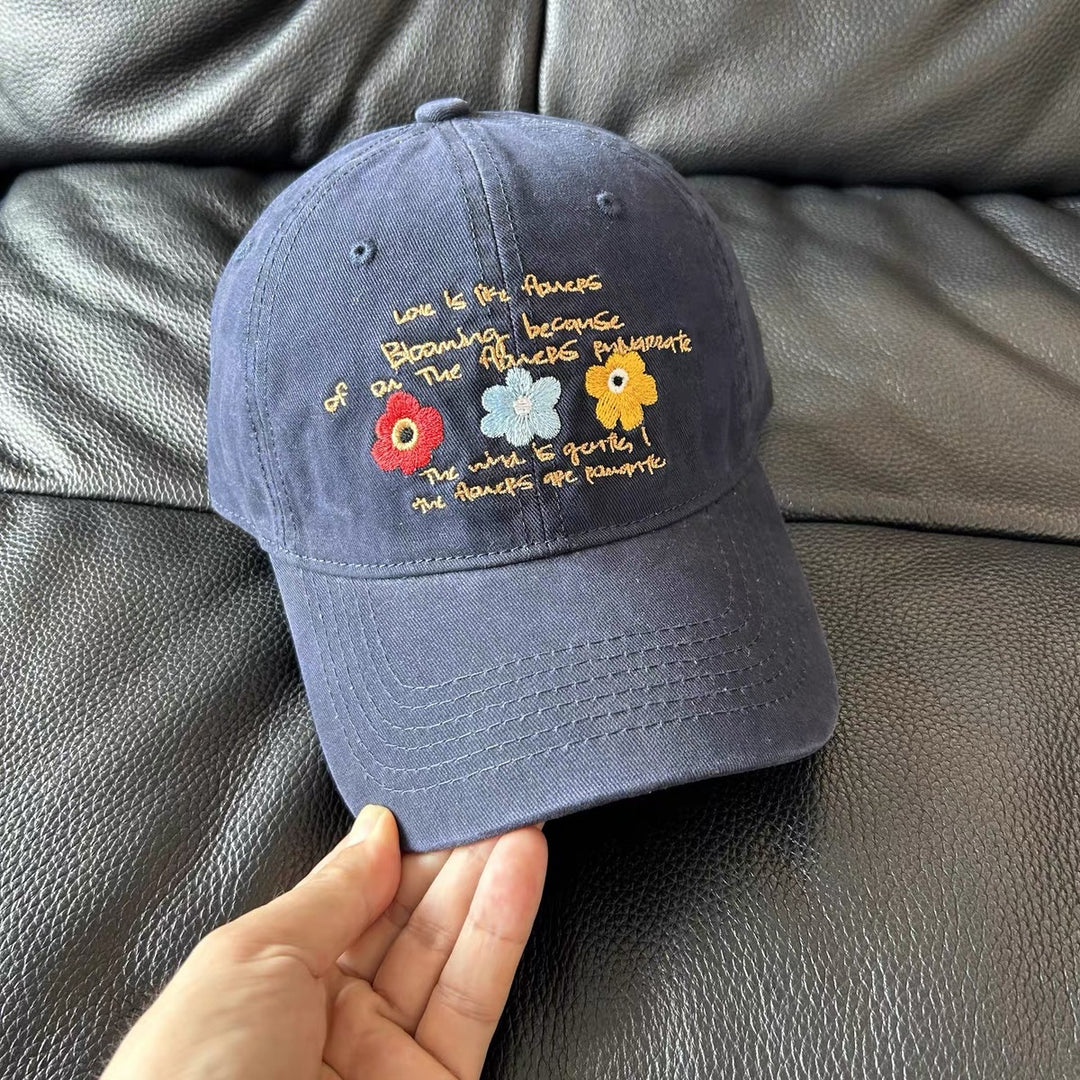 Embroidered Floral Sun Cap