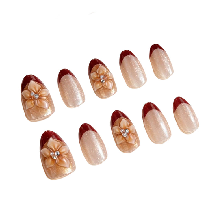 Decorative Press-On Nail Set with Floral Accents Kalsten 1787225159