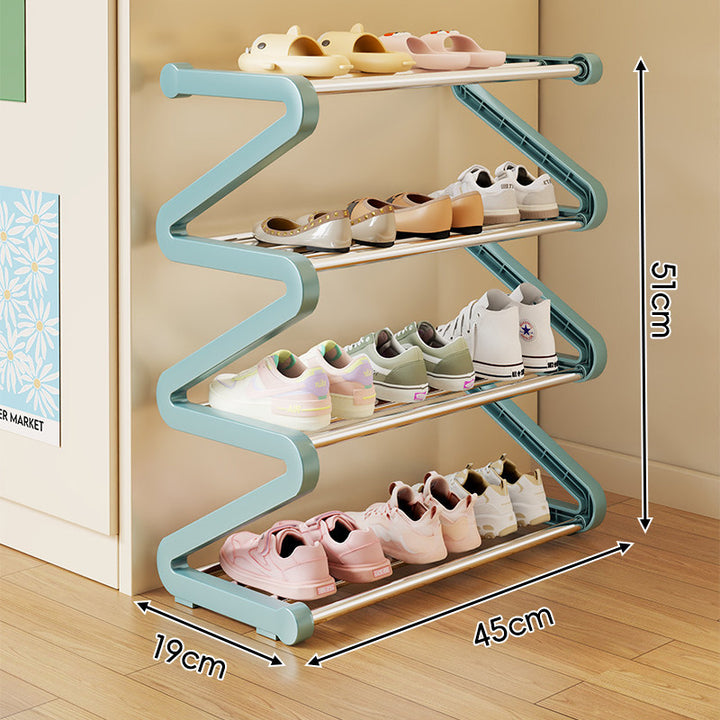 Compact Zigzag Multi-Tier Vertical Shoe Storage Rack