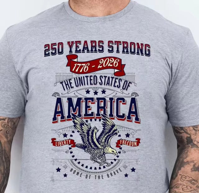 Men's nan patriotic graphic cotton crewneck T-shirt with vintage eagle emblem Kalsten
