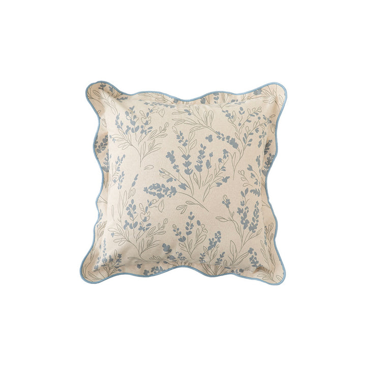 Square decorative cushion cover with wavy edge and botanical print Kalsten