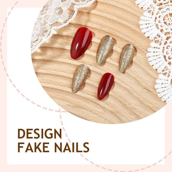 Acrylic nail set with extravagant glitter and classic design Kalsten