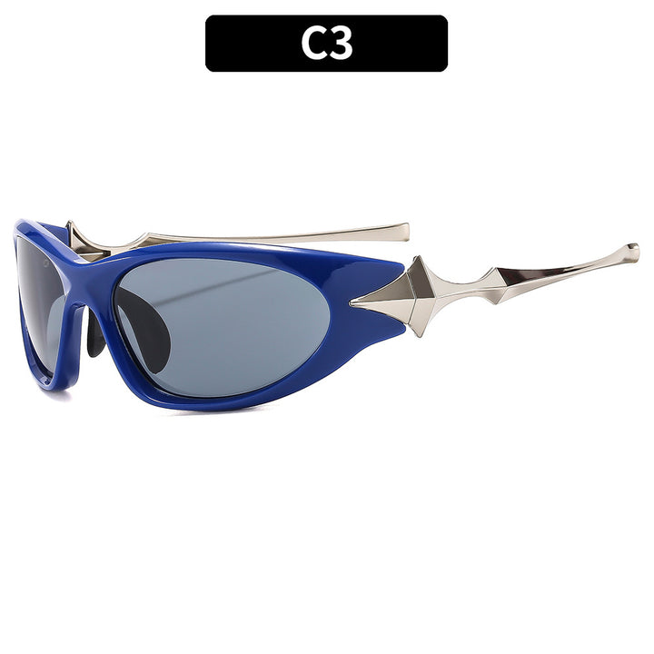 Futuristic Shield Sunglasses with Metallic Accents