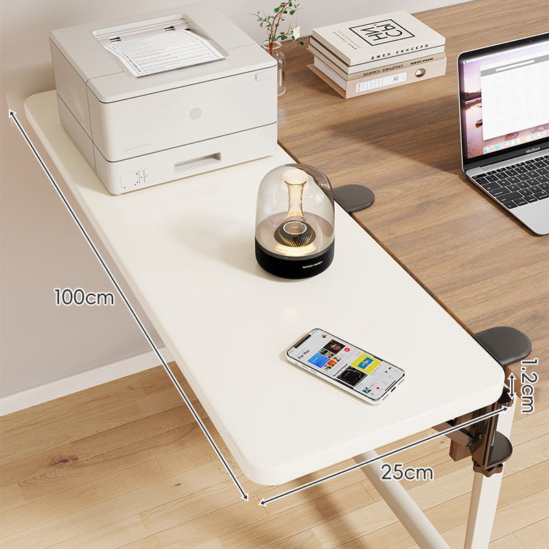 Clamp-On Adjustable Wooden Desk Side Shelf Extension with Foldable Bracket