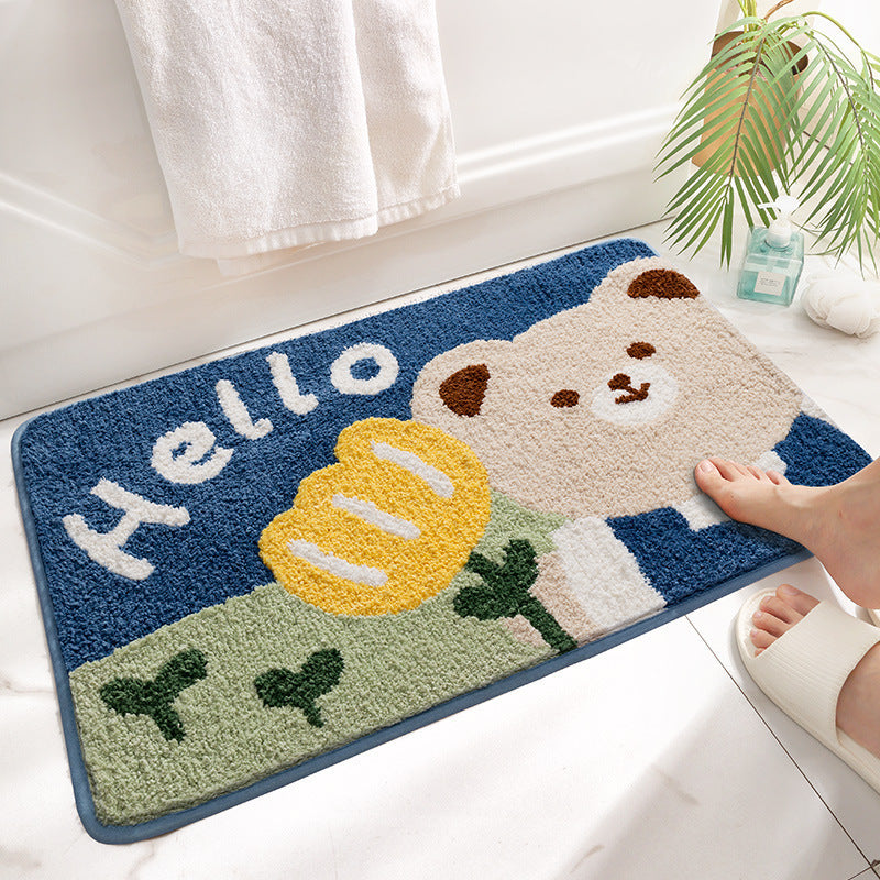 Plush Cat Theme Bath Mat