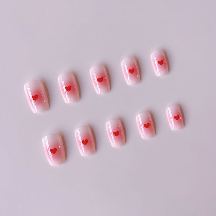 Artificial Nail Set with Romantic Heart Designs Kalsten
