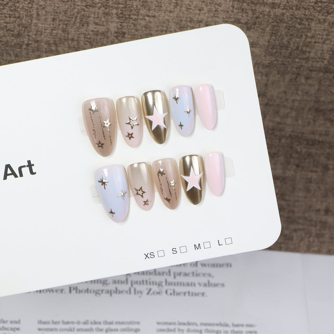 Artistic Star-Themed Press-On Nail Art Kalsten