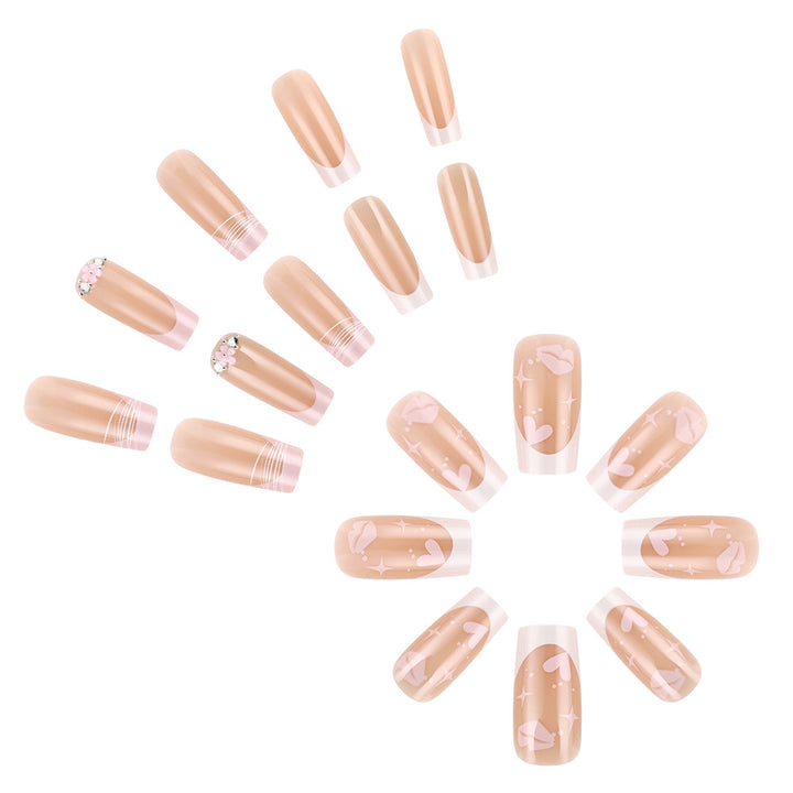 Artistic Press-On Nail Set with Floral and Heart Accents Kalsten