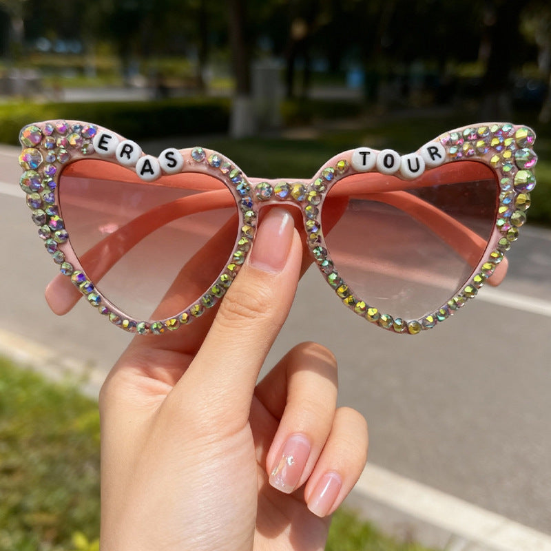 Decorative Rhinestone-Embellished Heart Sunglasses Kalsten