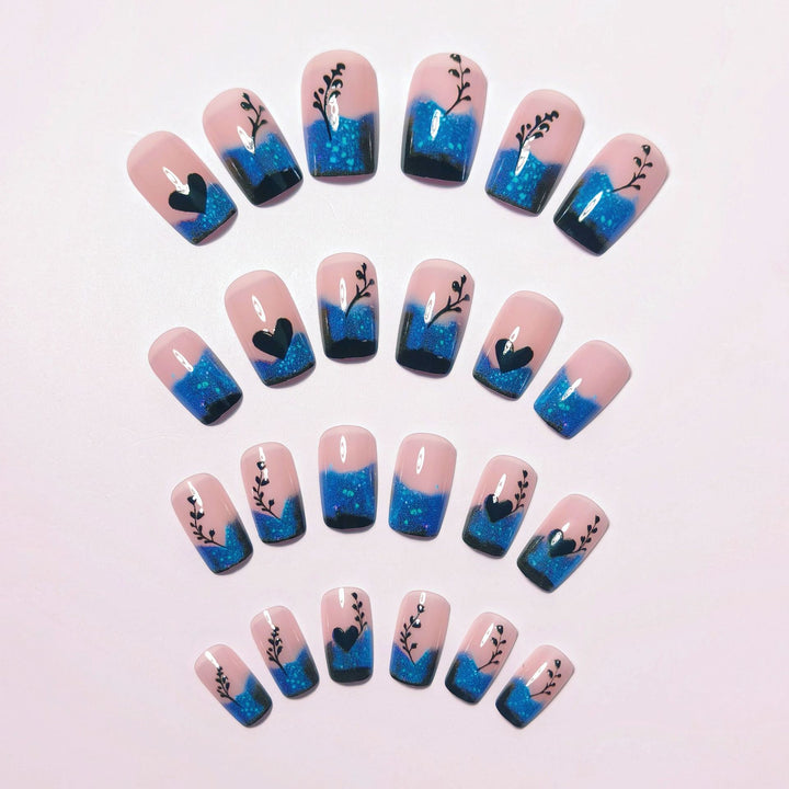 Glamorous Artificial Nails with Shimmering Ombre Design Kalsten