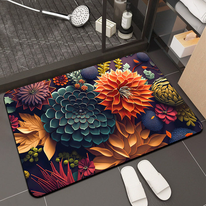Floral Design Memory Foam Bath Mat Kalsten