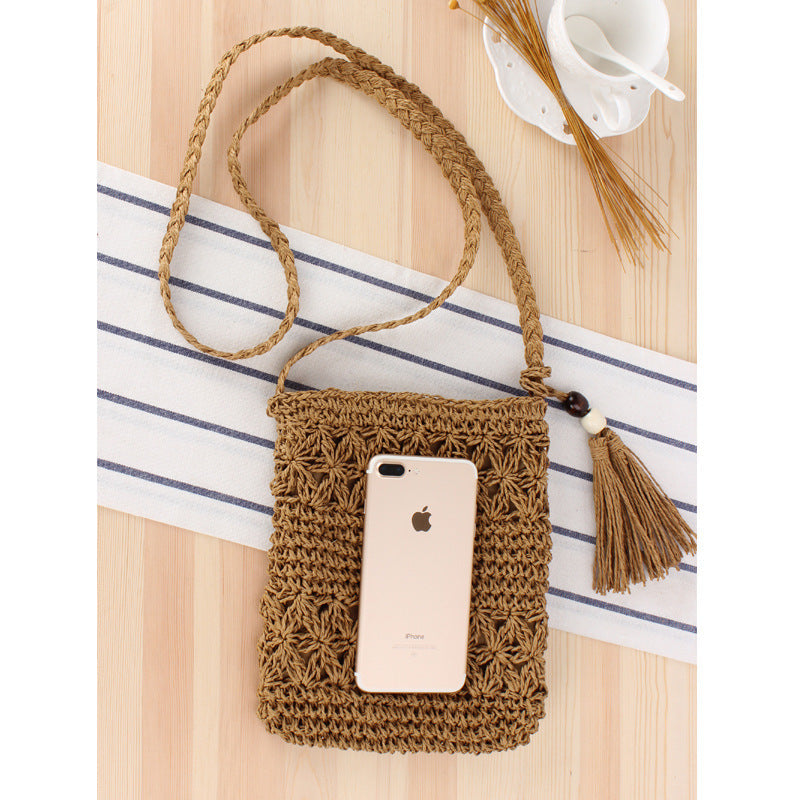 Handbag Made of Hand-Knotted Natural Material with Elegant Tassel Pendant Kalsten
