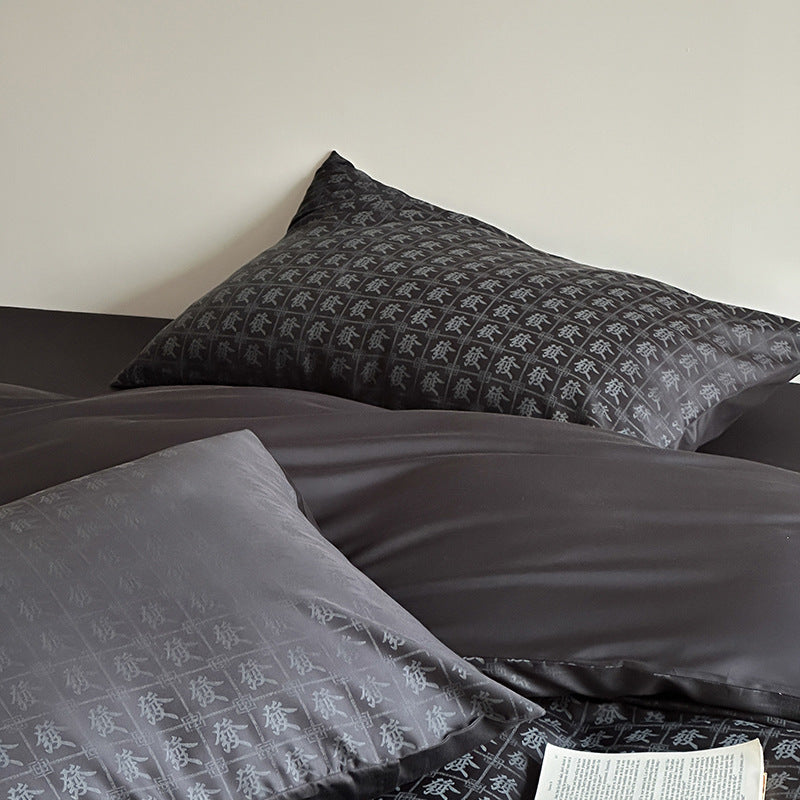 Luxurious satin bedding set with watercolor floral pattern