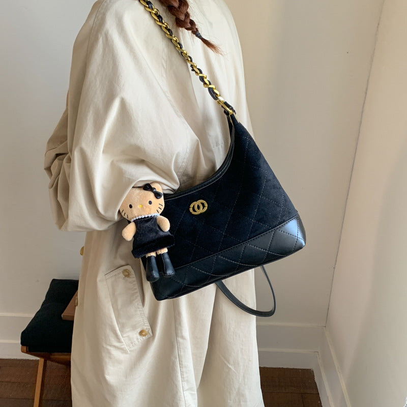 Quilted Suede Shoulder Bag Kalsten