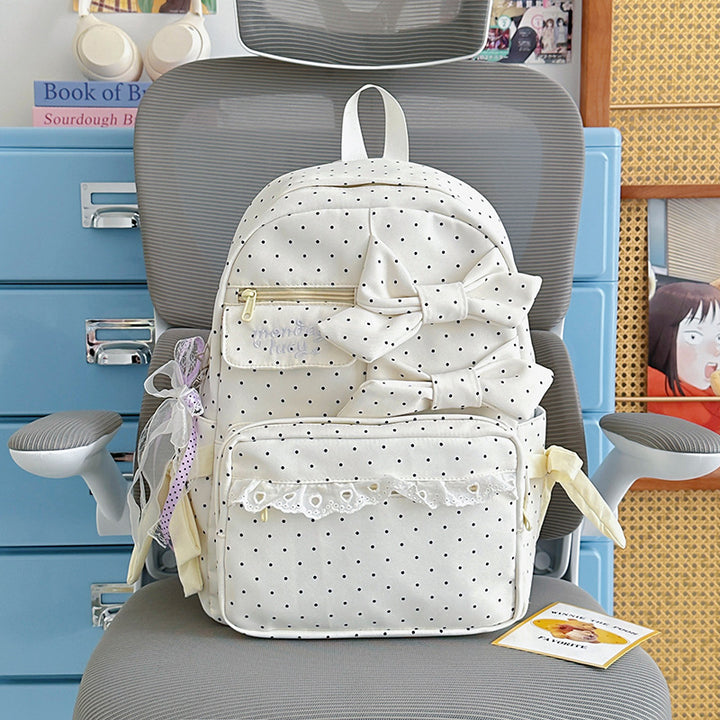 Backpack with Playful Bows and Practical Storage Solutions Kalsten