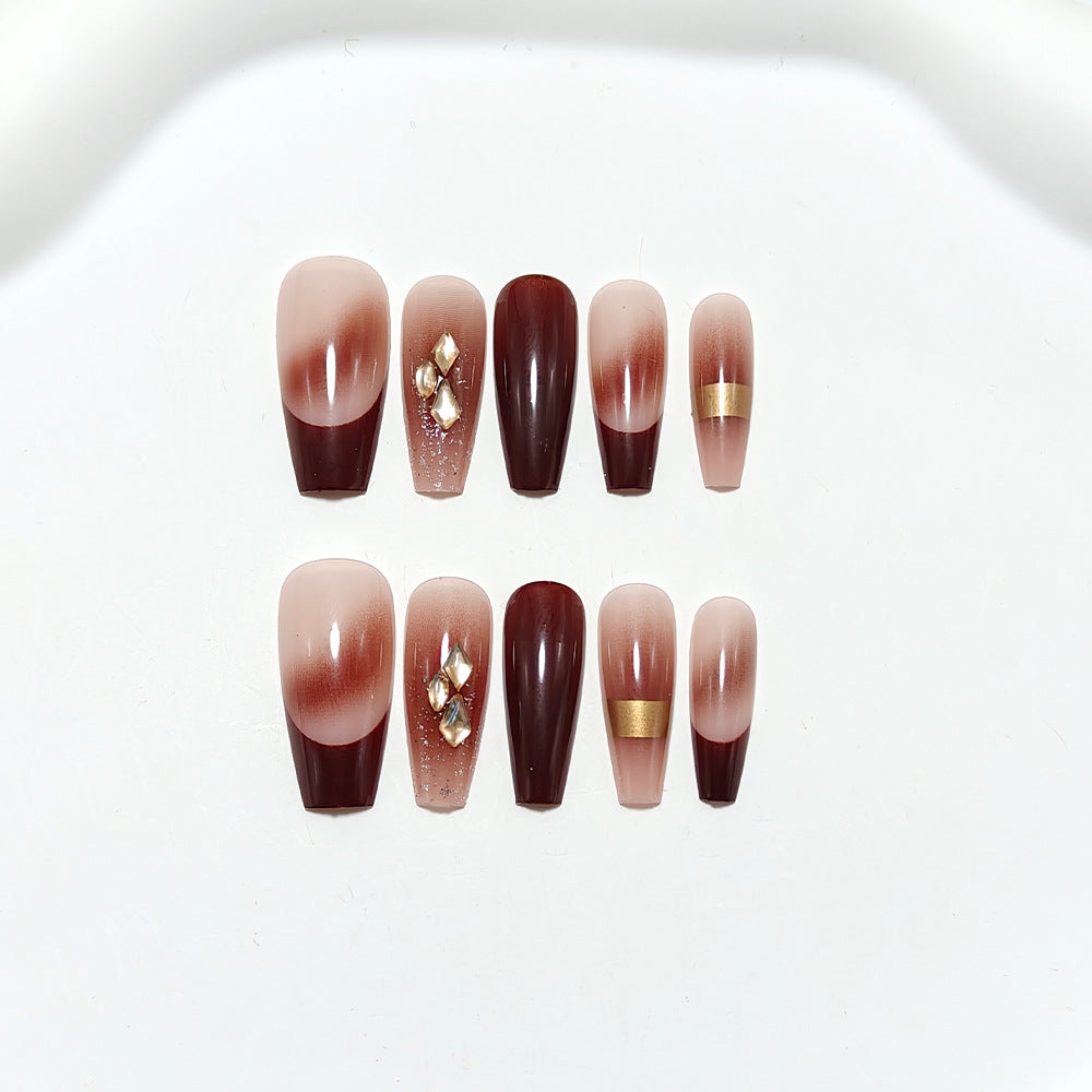 Artificial nails with luxury embellishments and stylish color gradients Kalsten