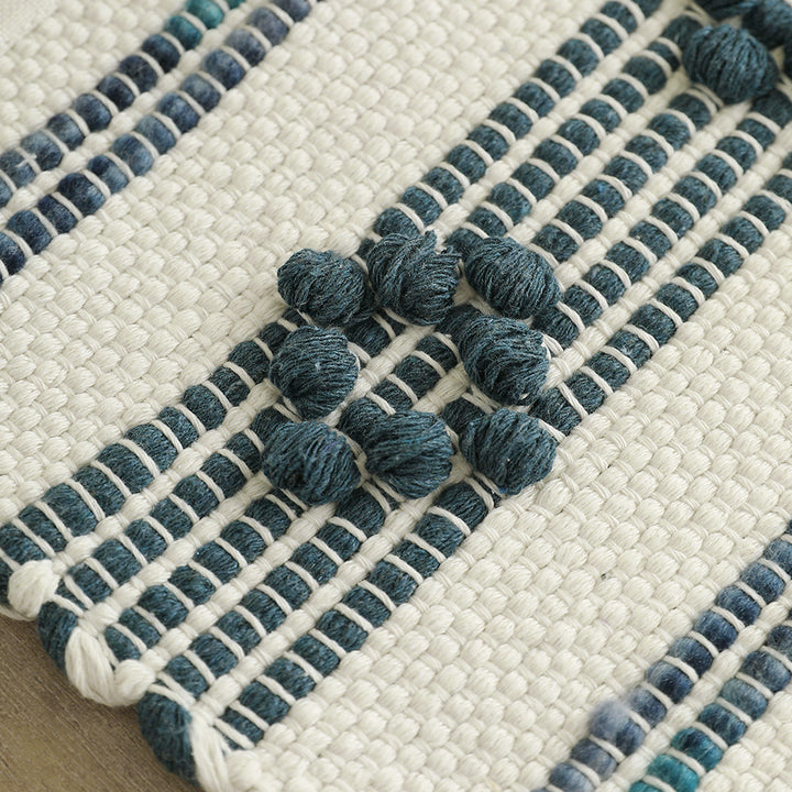Woven cotton table runner with fringes and textured pattern Kalsten