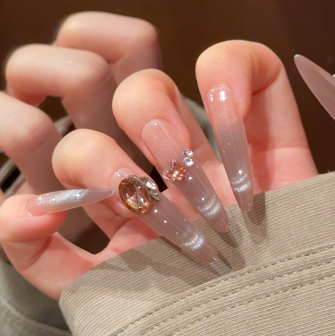 Elegant Stiletto Press-On Nails with Rhinestones Kalsten
