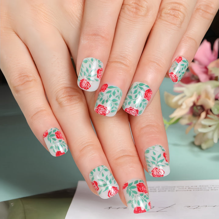 Artificial nails with romantic rose pattern Kalsten
