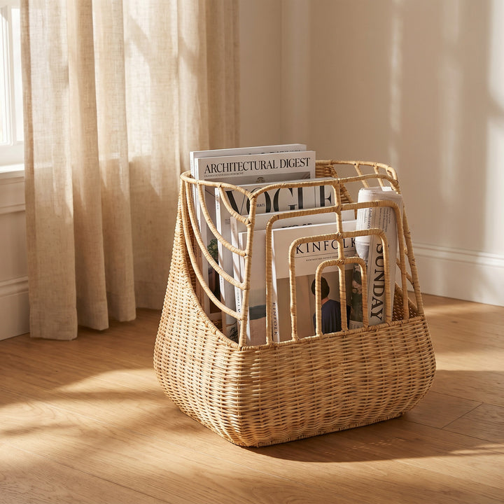 Handcrafted storage basket with curved design Kalsten