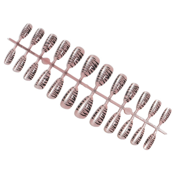 Artistic Press-On Nail Set with Tiger Stripe Design Kalsten