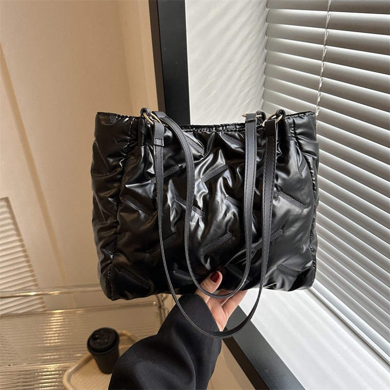 Stylish Puffed Nylon Shoulder Bag