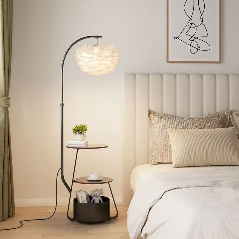 Artistic Floor Lamp with Elegant Feather Shade