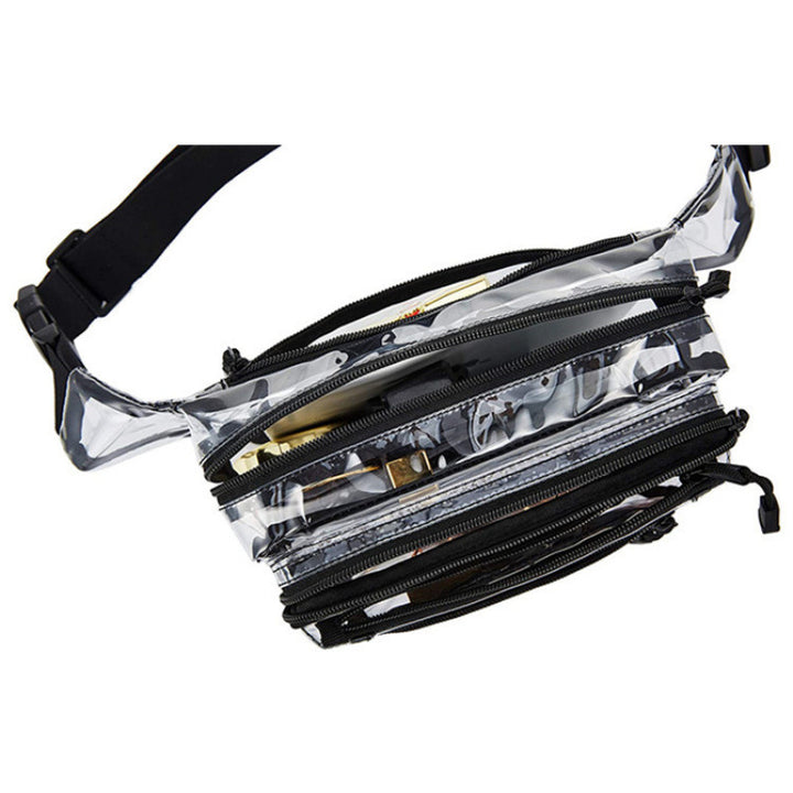 Transparent belt bag with multiple zippered compartments Kalsten