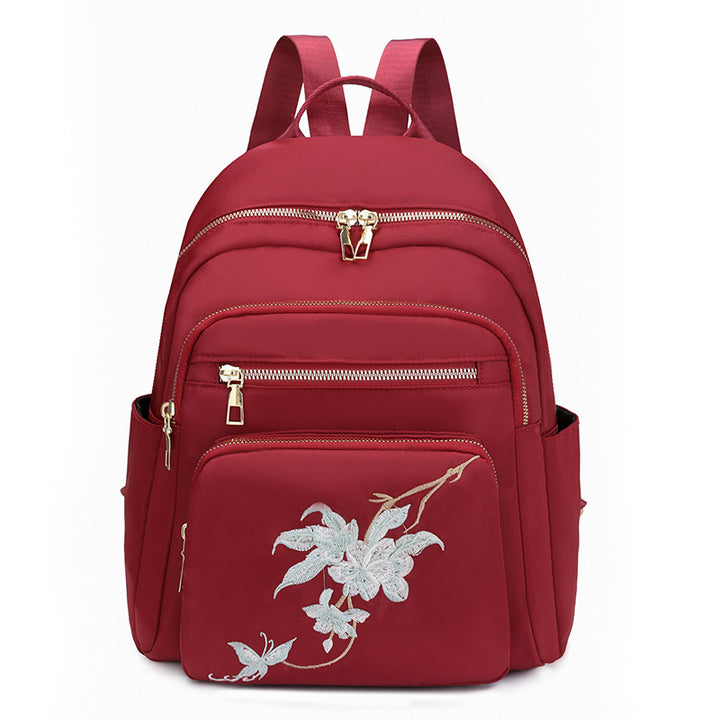Embroidered Multi-Pocket Backpack