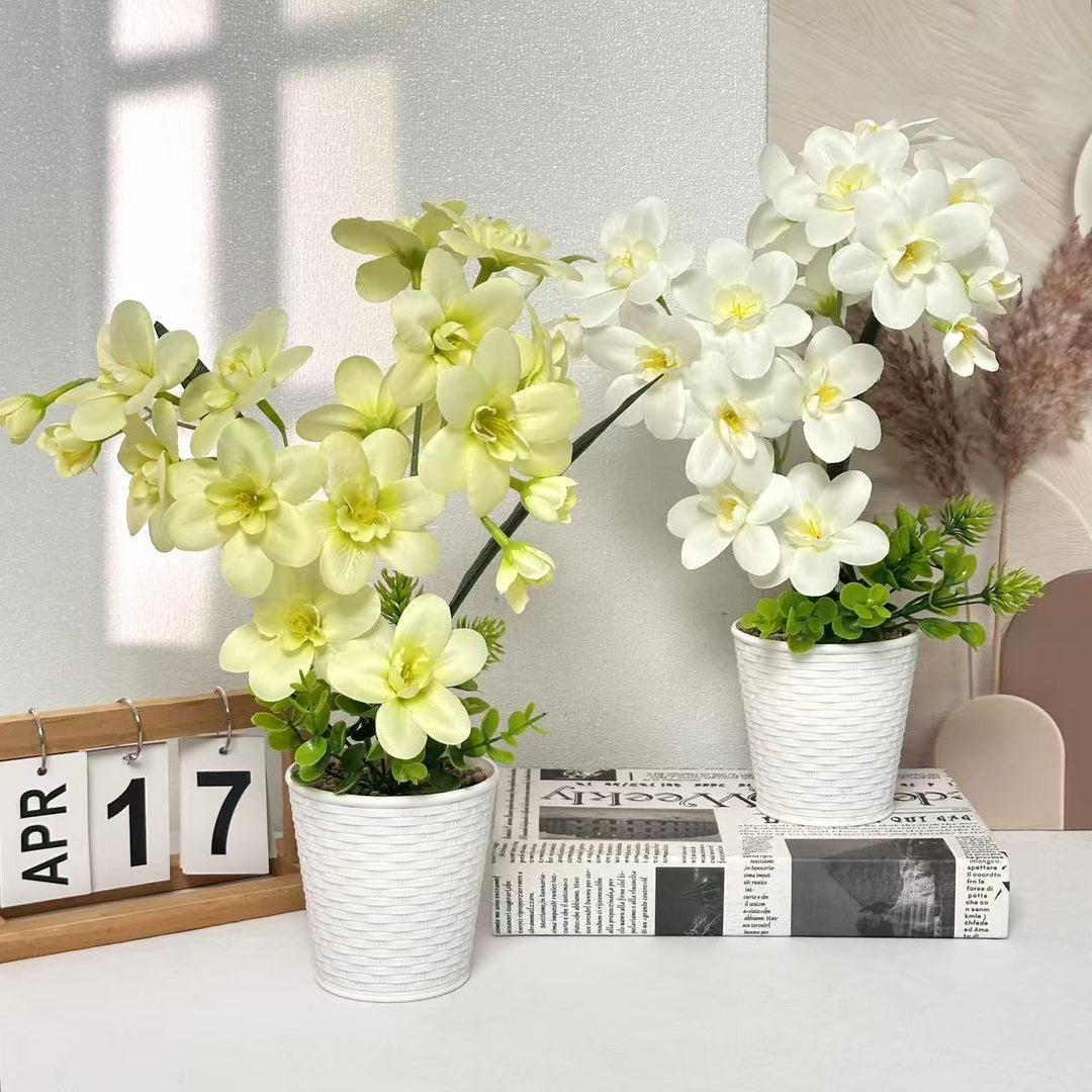 Artificial Orchid Plant Arrangement for Indoor Home Decor Display