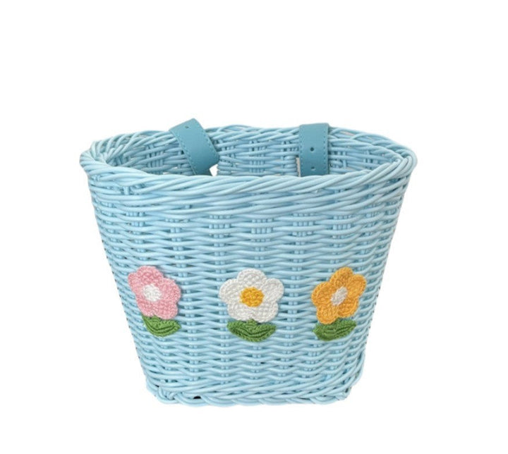 Floral Embroidered Woven Storage Basket Kalsten