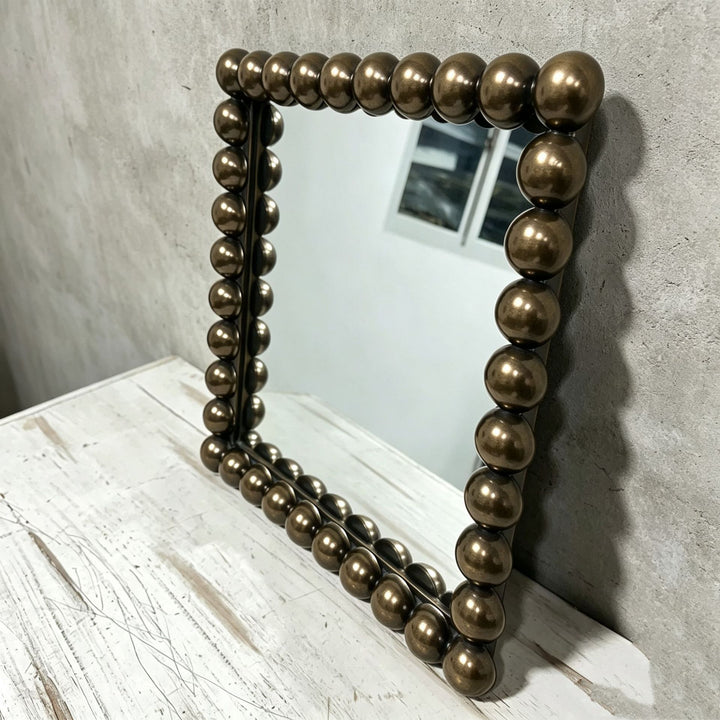 Decorative Square Wall Mirror with Beaded Frame Kalsten