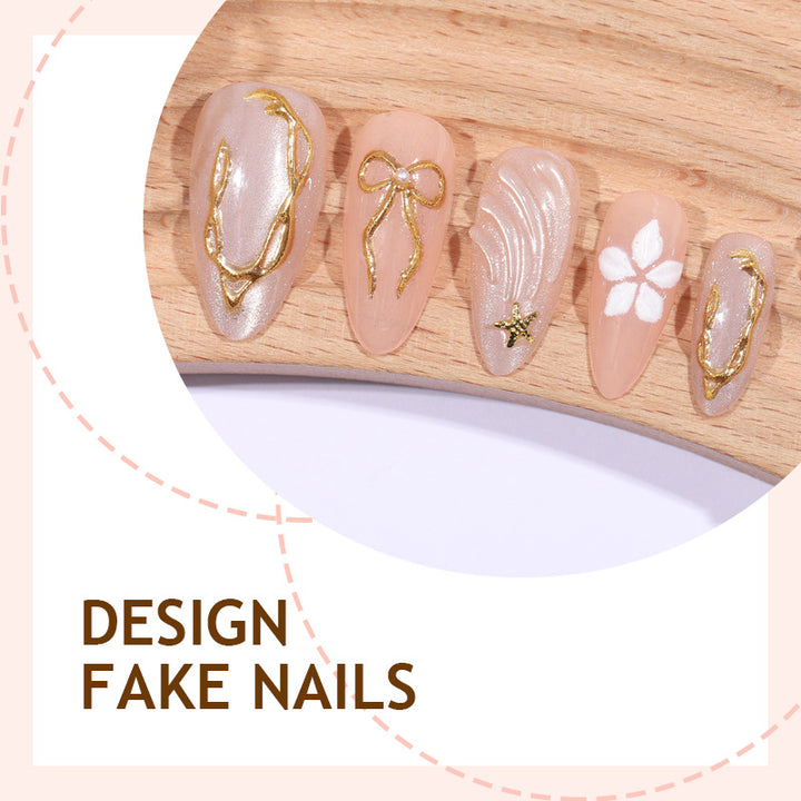 Artificial nail set with elegant floral detail embellishments Kalsten