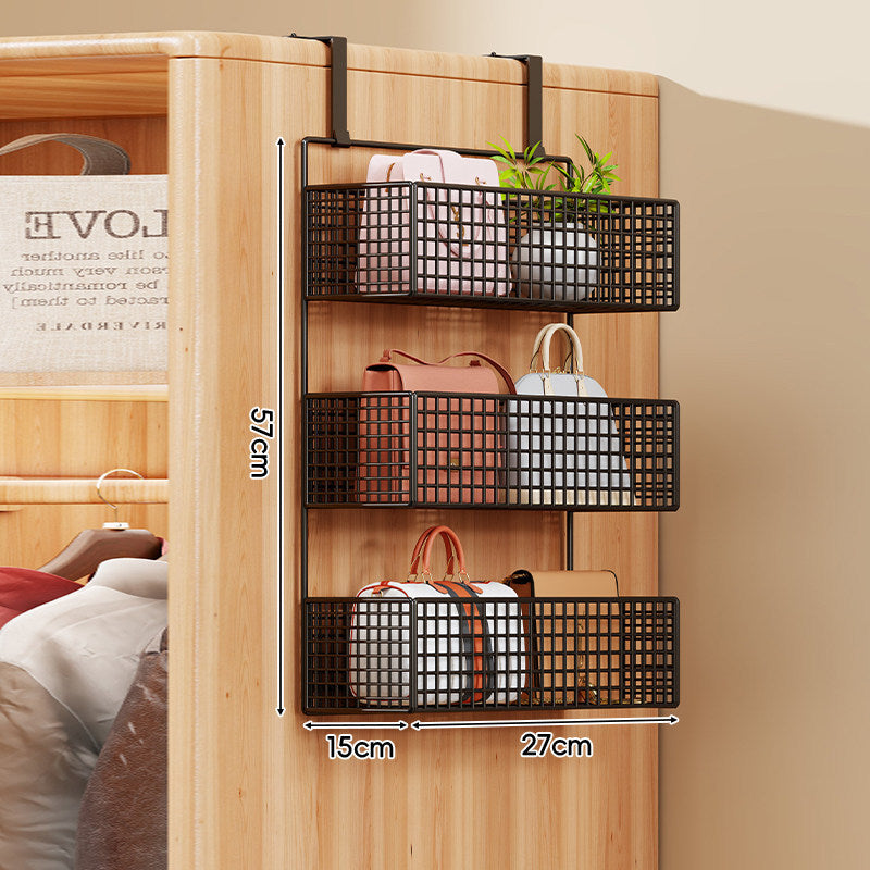 Over-the-Door Multi-Tier Metal Grid Hanging Storage Organizer