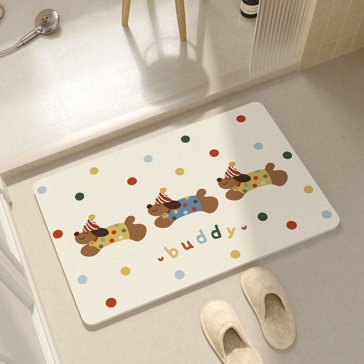 Playful Cartoon Dog-Themed Bath Mat Kalsten
