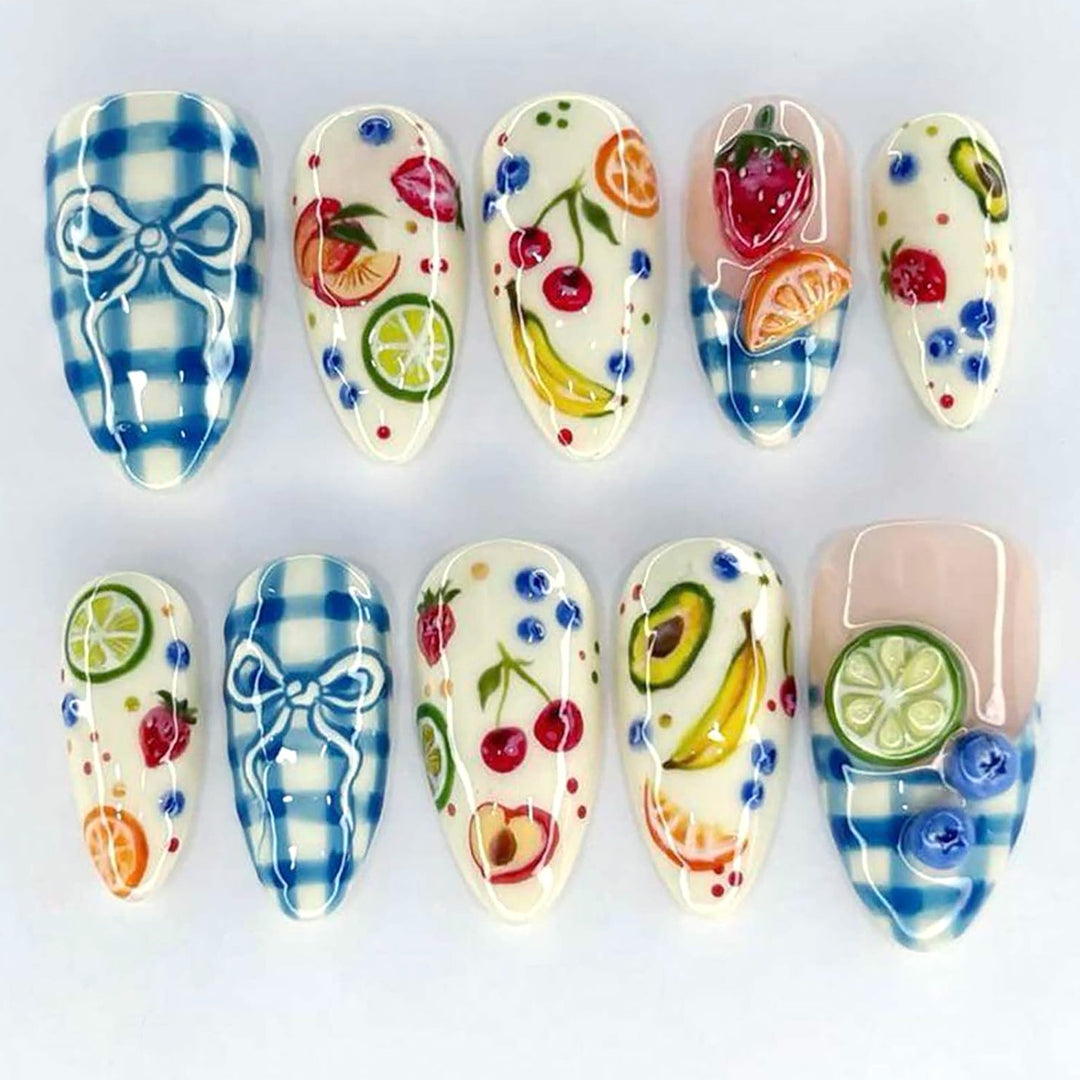 Creative Fruit-Themed Press-On Nail Art Set Kalsten