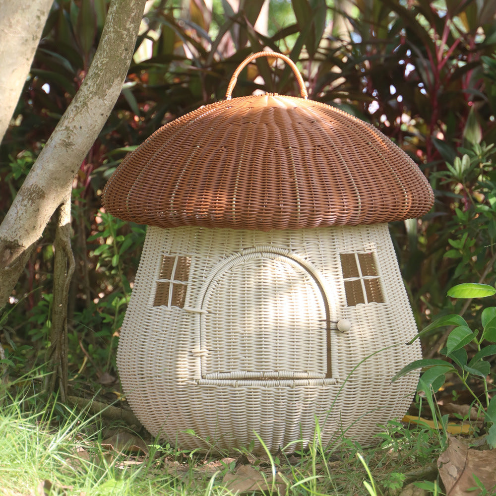 Playful cat basket in mushroom design Kalsten