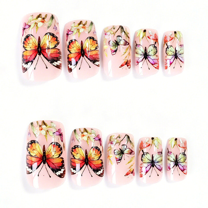 Floral Butterfly-Themed Nail Art Enhancements Kalsten